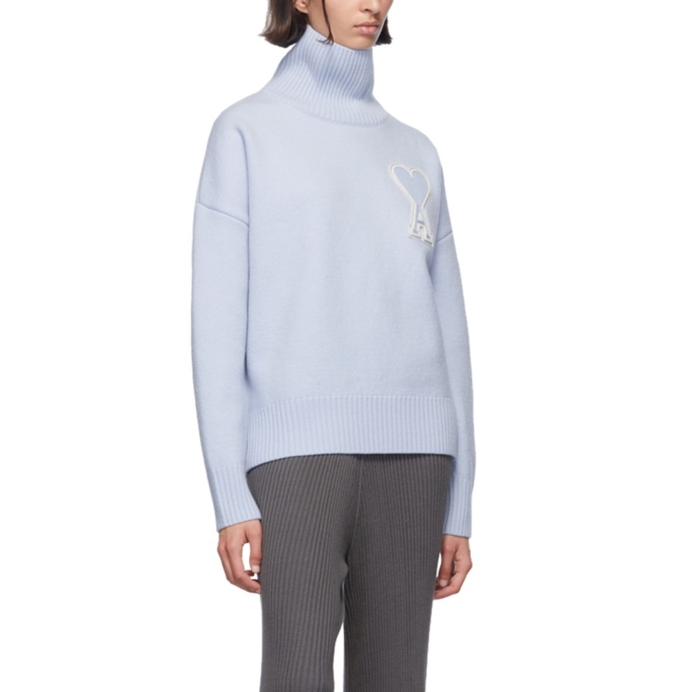 Ami Paris SSENSE Exclusive Blue Ami de Coeur Turtleneck Sweater